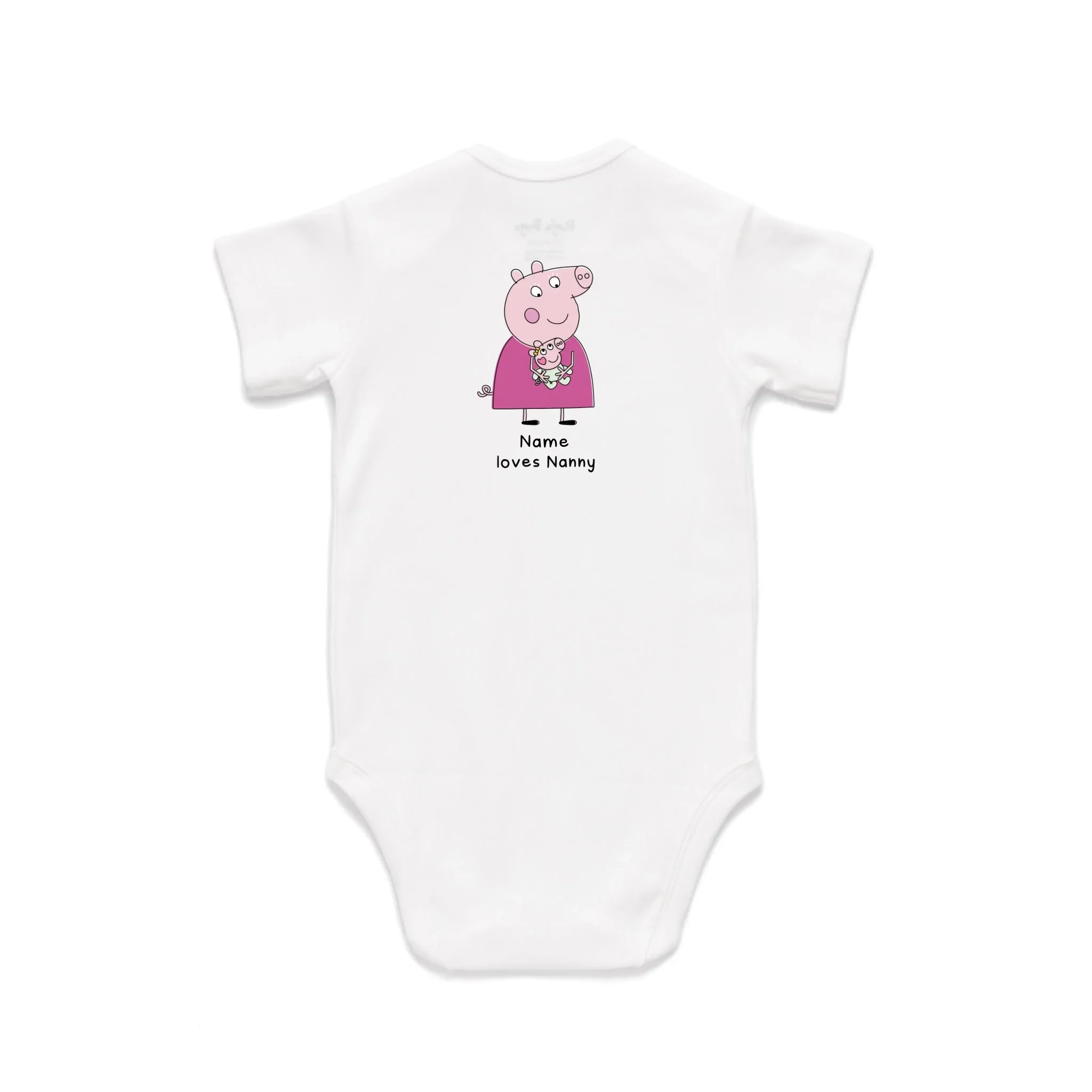 Personalised Evie Pig Nanny's Problem Baby Short Sleeve Bodysuit - Image 3